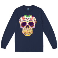 Navy Cinco de mayo skull Long Sleeve Tee - FaDigitalArtStudio