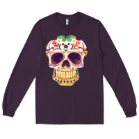 Plum Cinco de mayo skull Long Sleeve Tee - FaDigitalArtStudio