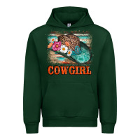 Forest Green cowgirl hat flowers leopard and  leather Urban Hoodie - AdoDesignShop