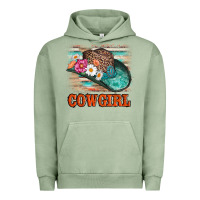 Pigment Oil Green cowgirl hat flowers leopard and  leather Urban Hoodie - AdoDesignShop