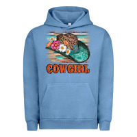 Pigment Pebble Blue cowgirl hat flowers leopard and  leather Urban Hoodie - AdoDesignShop