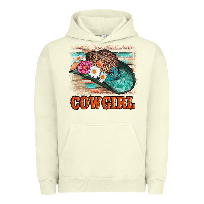 Cowgirl Hat Flowers Leopard And  Leather Urban Hoodie by AdoDesignShop | Teevron