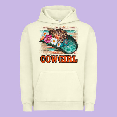 Cowgirl Hat Flowers Leopard And  Leather Urban Hoodie Designed By Adodesignshop