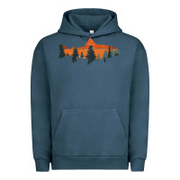 Pigment Midnight Navy Trout Fly Fishing Nature Outdoor Fisherman Gift Urban Hoodie - longCreatives