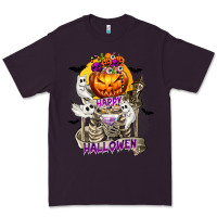 Plum Happy Halloween with Skeleton Premium Tee - texasbilliewilder