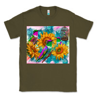 Army Green hummingbirds sunflower Classic Tee - TumblerDesignByShophia