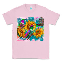 Bubblegum Pink hummingbirds sunflower Classic Tee - TumblerDesignByShophia