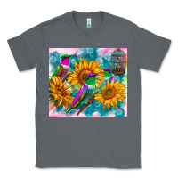 Charcoal Heather hummingbirds sunflower Classic Tee - TumblerDesignByShophia