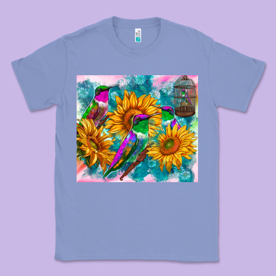 Hummingbirds Sunflower Classic Tee Designed By Tumblerdesignbyshophia
