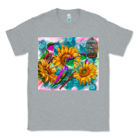 Heather Grey hummingbirds sunflower Classic Tee - TumblerDesignByShophia