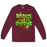 Burgundy St. Patrick's Day Pinches get stitches Long Sleeve Tee - OliviaCreatesArt