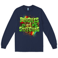 Navy St. Patrick's Day Pinches get stitches Long Sleeve Tee - OliviaCreatesArt