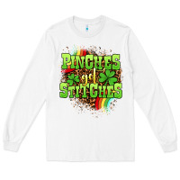 White St. Patrick's Day Pinches get stitches Long Sleeve Tee - OliviaCreatesArt
