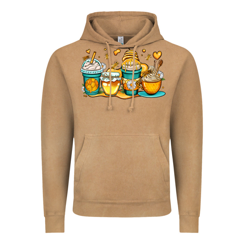 Honey Bee Coffee Cups Vintage Hoodie by OliviaCreatesArt | Teevron