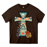 Chocolate Brown halleluljah aztec cross Heavy Core Tee - JahusDesignShop