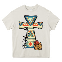 Cream halleluljah aztec cross Heavy Core Tee - JahusDesignShop