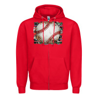 Red sports baseball background Zipper Hoodie - Artiststas