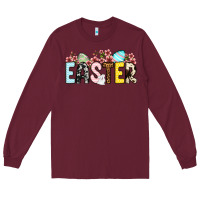 Burgundy Western Easter Long Sleeve Tee - OliviaCreatesArt