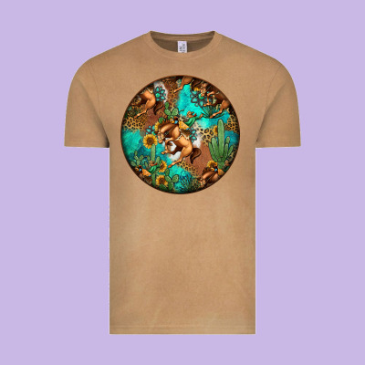 Western Pattern Circle Vintage Tee Designed By Jasminsmagicworld