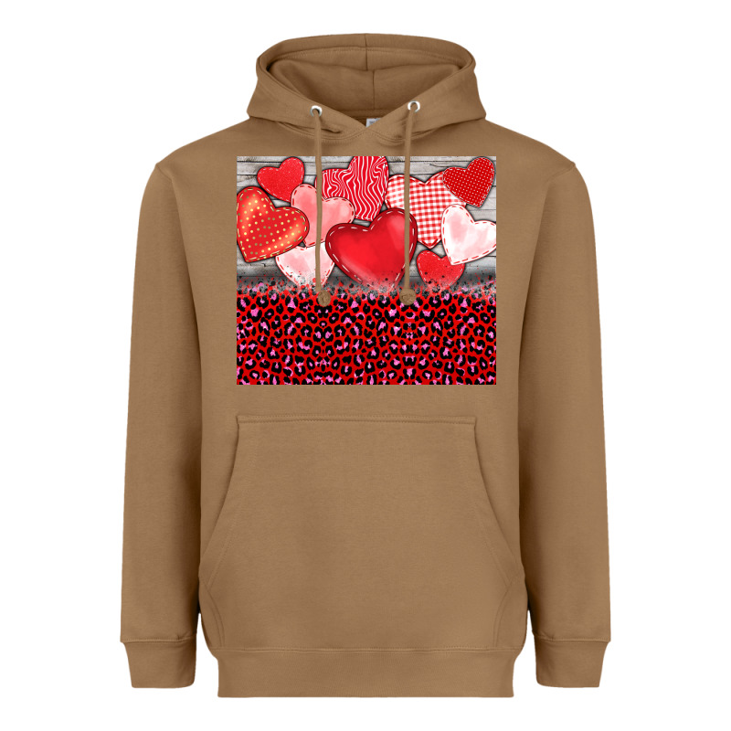 Valentine's Day Red Hearts Red Leopard Heavyweight Hoodie by BarkalooDesign | Teevron