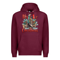 Burgundy my first christmas baby safari animals Premium Hoodie - LillyAllenDesigns