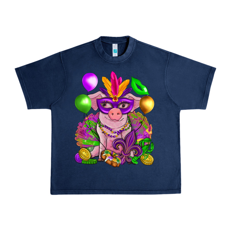 Mardi Gras Pig Urban Heavy Tee by HowdyJamesFarm | Teevron