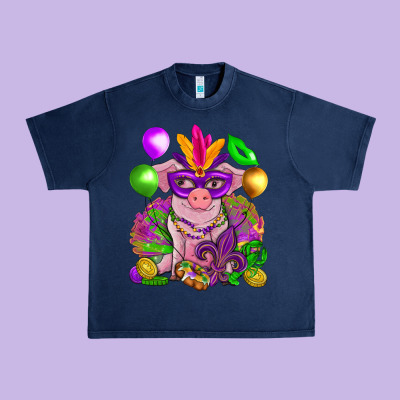 Mardi Gras Pig Urban Heavy Tee Designed By Howdyjamesfarm