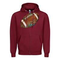 Burgundy western football leopard turquoise pattern Zipper Hoodie - Artiststas