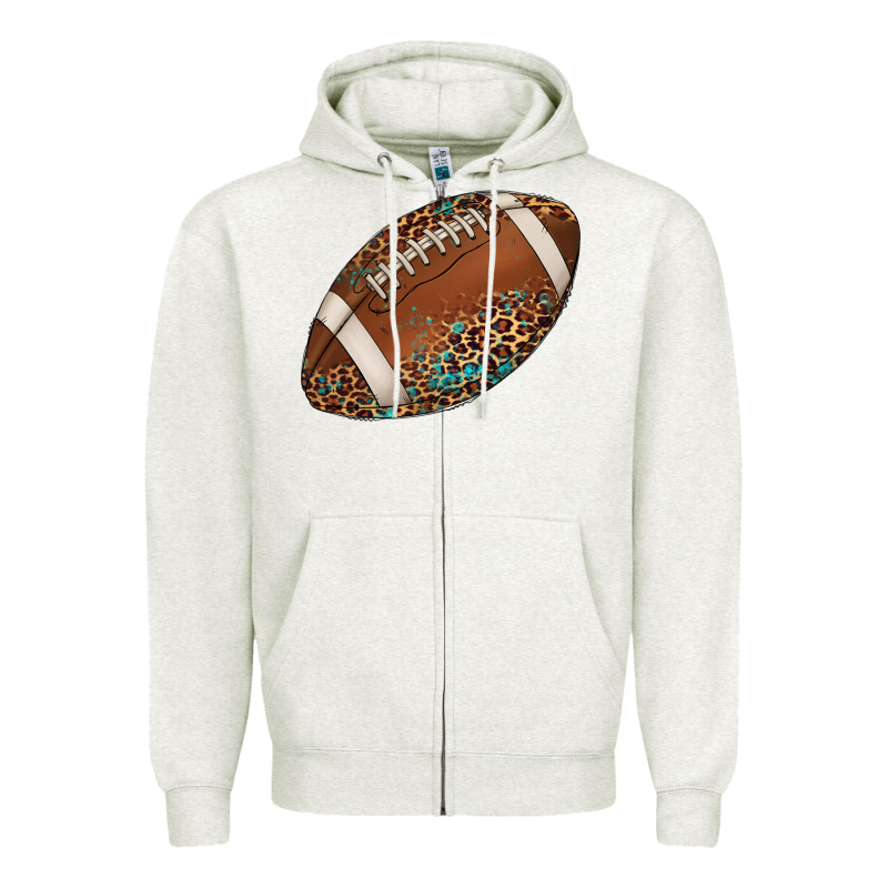 Western Football Leopard Turquoise Pattern Zipper Hoodie by Artiststas | Teevron