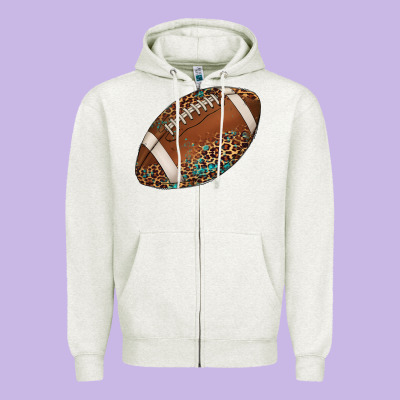 Western Football Leopard Turquoise Pattern Zipper Hoodie Designed By Artiststas