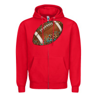 Red western football leopard turquoise pattern Zipper Hoodie - Artiststas