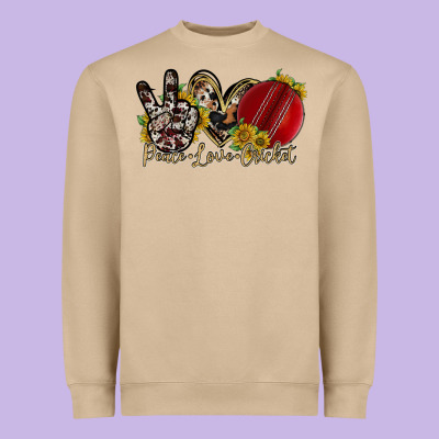 Peace Love Cricket Heavyweight Sweatshirt Designed By Racoondesign