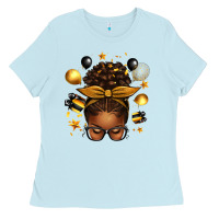 Baby Blue new year's eve afro messy bun Ladies Tee - texasbilliewilder