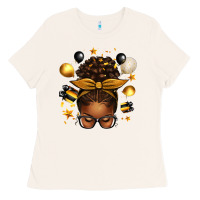 New Year's Eve Afro Messy Bun Ladies Tee | Teevron
