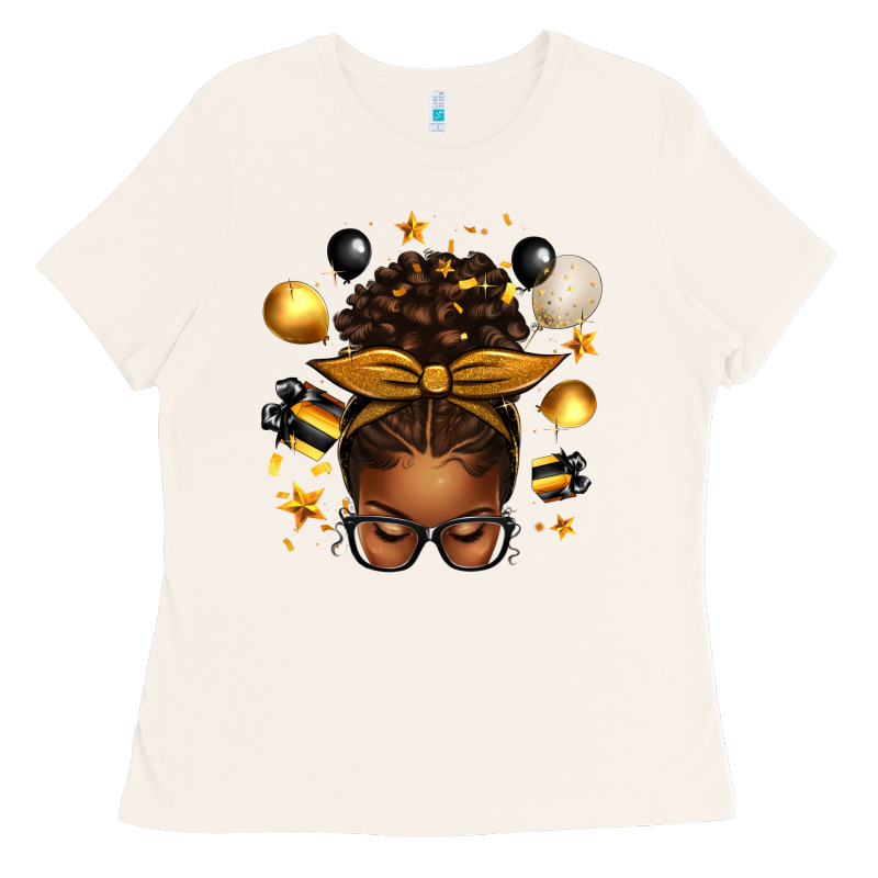 New Year's Eve Afro Messy Bun Ladies Tee by texasbilliewilder | Teevron
