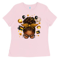 Bubblegum Pink new year's eve afro messy bun Ladies Tee - texasbilliewilder