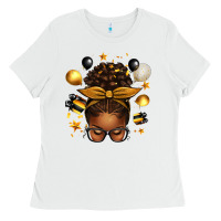 White new year's eve afro messy bun Ladies Tee - texasbilliewilder