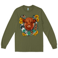 Army Green western leopard cowhide cow horseshoe Long Sleeve Tee - OliviaCreatesArt