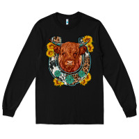 Black western leopard cowhide cow horseshoe Long Sleeve Tee - OliviaCreatesArt