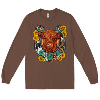Chestnut western leopard cowhide cow horseshoe Long Sleeve Tee - OliviaCreatesArt