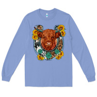 Colony Blue western leopard cowhide cow horseshoe Long Sleeve Tee - OliviaCreatesArt