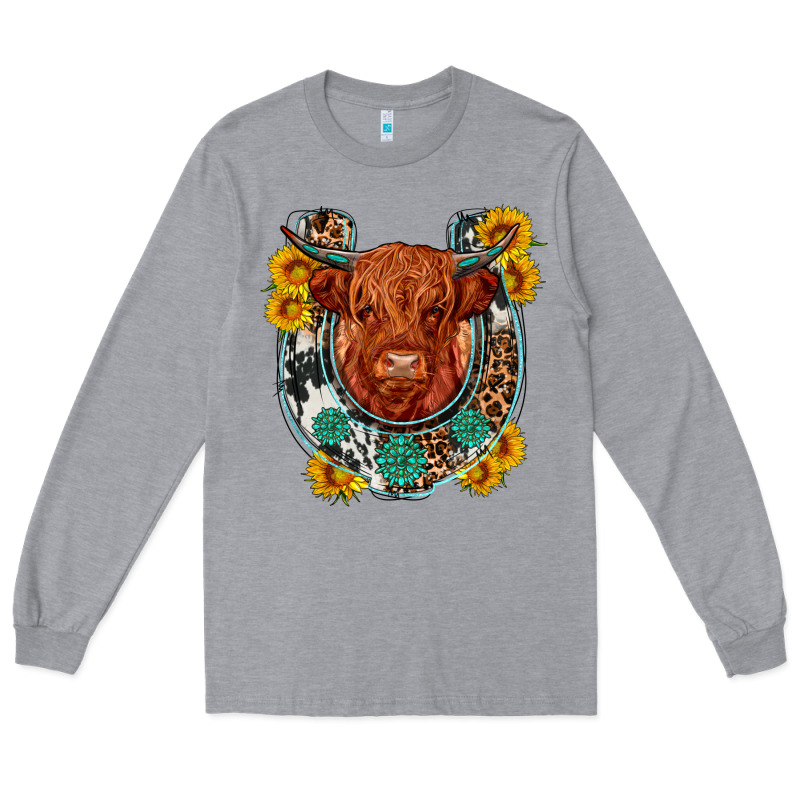 Western Leopard Cowhide Cow Horseshoe Long Sleeve Tee by OliviaCreatesArt | Teevron