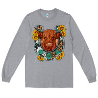 Heather Grey western leopard cowhide cow horseshoe Long Sleeve Tee - OliviaCreatesArt