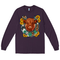 Plum western leopard cowhide cow horseshoe Long Sleeve Tee - OliviaCreatesArt