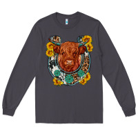 Smoke western leopard cowhide cow horseshoe Long Sleeve Tee - OliviaCreatesArt