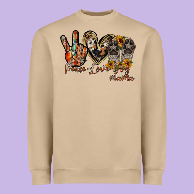 Peace Love Dog Mama Heavyweight Sweatshirt Designed By Racoondesign