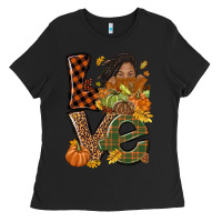 Black Love Fall with afro woman Ladies Tee - NancyCooperArtShop