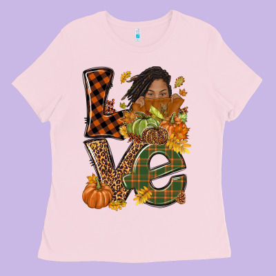 Love Fall With Afro Woman Ladies Tee Designed By Nancycooperartshop