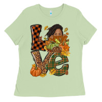 Matcha Love Fall with afro woman Ladies Tee - NancyCooperArtShop