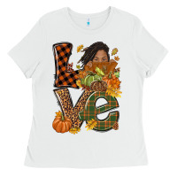 White Love Fall with afro woman Ladies Tee - NancyCooperArtShop